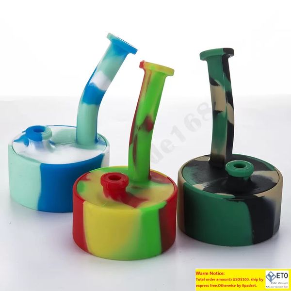 Bang en silicone à tambour plié avec bol en verre gratuit Narguilés en silicone Couleurs de conduites d'eau Filtre Dab Oil Rig Bubbler Bangs incassables