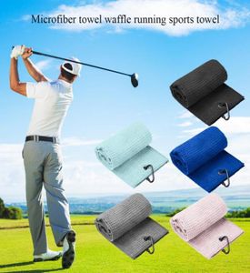 Serviette de Golf gaufrée pliée en microfibre, avec mousqueton, pour sport, course à pied, Yoga, douce, 1167274
