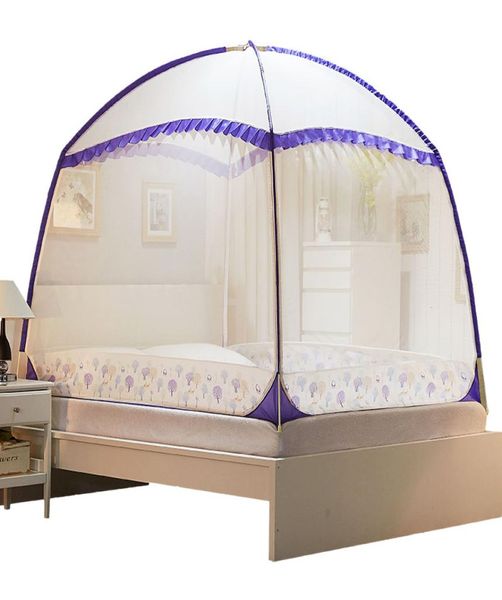 Mosquito filet plié pour lit double de lit à trois portes Mosquitera lit tente adultes yourt moustique nets style princesse zanzariera net2972576