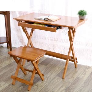 Folden Kids Tafel en stoelen Natuurlijke bamboe vouwbureau stabiel 4 versnellingen tillende kinderen studietafels duurzame leestafel