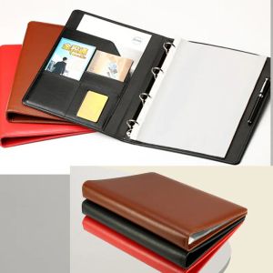 Dossier A4 PU en cuir en cuir portable Portfolio Manager Manager Fichier Fichier avec Ring Binder Business Conference Conference Folder 3 Couleurs