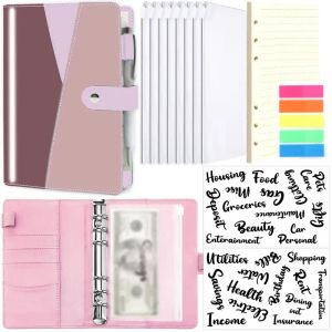 Dossier A6 Budget Planner Lider avec des enveloppes en espèces Solding Money Organizer en espèces avec 8 pcs enveloppes en espèces 40 pages Papers autocollants