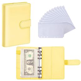Folder A6 PU Budget Binder Notebook Zipper Pockets Macaroon Laser Color Cover Diary Agenda Planner Folder School Strodden 13 -stcs/Set