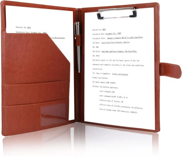 Carpeta Padfolio Padfolio A4 Carpeta de cuero Cubierta de bloc de notas con Clip Escribir carpeta de carpetas de soportes para Bussiness Entrevista