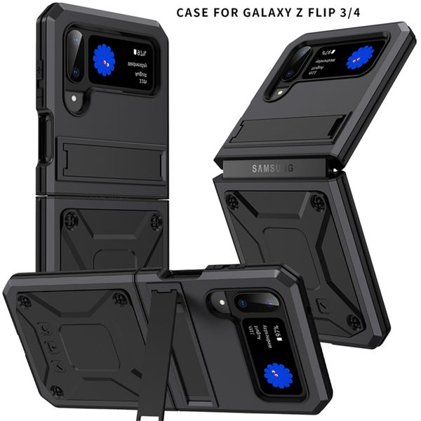 Coque de téléphone pliable en alliage d'aluminium Vogue pour Samsung Galaxy Z Flip3 Flip4 Fold3 Fold4 Durable Sports de plein air Coque de support en métal pour pare-chocs souple