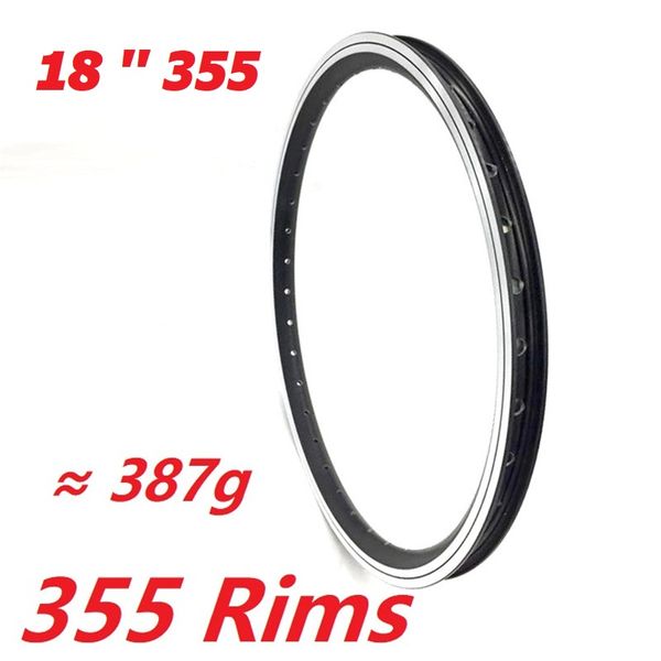 Bicicleta plegable 18 pulgadas 355 llantas aleación de aluminio Válvula de doble pared Schrader 20/24/28/32/36 Hole Bicycle Rim