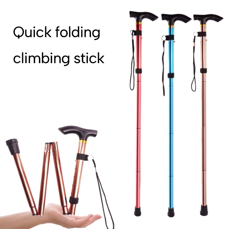 Folding Cane with 5 Gear Foldable Walking Stick Anti-Slip Lightweight Disability 54DE