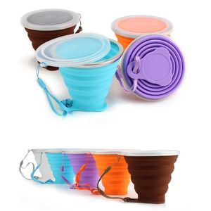 Vouwbekers 270 ml BPA Free Food Grade Water Cup Reizen Siliconen Intrekbare Gekleurde Draagbare Outdoor Coffee Handcup CPA3440