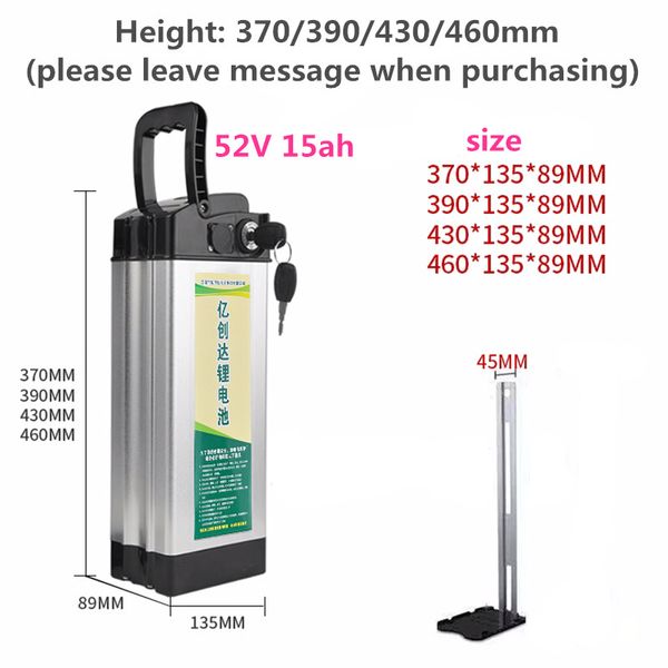 Batterie au Lithium pour véhicule électrique pliant, 52V, 60V, 10ah, 12ah, 15ah, 20ah, alimentation électrique, batterie de stockage