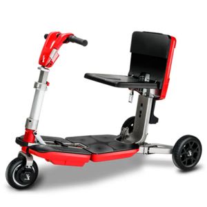 Scooter de silla de ruedas eléctrico plegable Electro-tricicle 350W 48V blanca/rojo discapacidad scooter eléctrico batería de litio extraíble