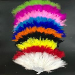 Fans plegables Feather Hand Hold Vintage Chino Dance Wedding Craft Feathers Downy Dancing Fans de baile