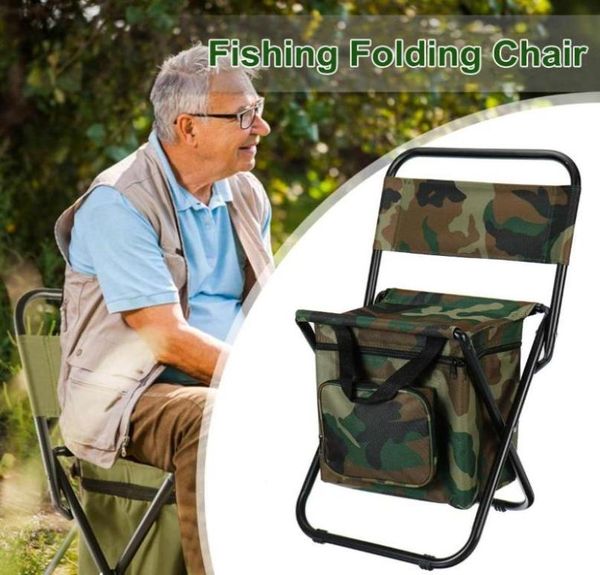 Silla de pesca plegable, mochila aislante con bolsa térmica, asiento portátil para playa, sillas de Camping, taburete, accesorios 9164948