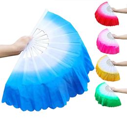 Ventilateurs à main pliants Gradient Dance Fan Cadeaux En Plastique Os Yangko Performance Square Fan De Mariage Fête De Vacances Fournitures 5 Couleurs