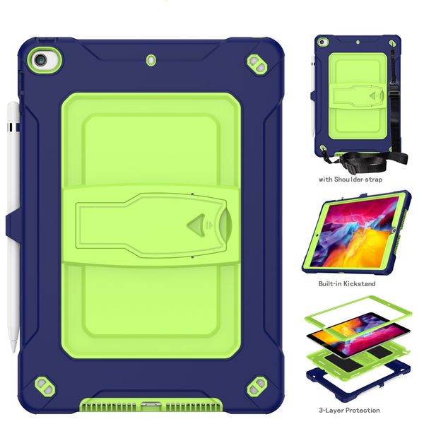 Pliage caché béquille silicone enfant anti-chute tablette housse pour iPad 10.2 10.5 11 pour Samsung TAB A 8.0 10.1 10.4