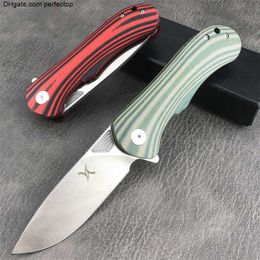 Pliant Huaao Tactical Couteau EDC Pocket Couteaux 8CR13mov Plain Blade Two-Color G10 Handle Outdoor Hunting Camping Tools de survie Pfruit BM 556 533 3300