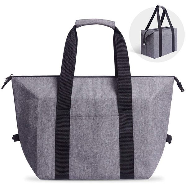 Bolsa aislante plegable, paquete de hielo de gran capacidad, bolsas de Picnic portátiles para exteriores de papel de aluminio para mantenimiento fresco