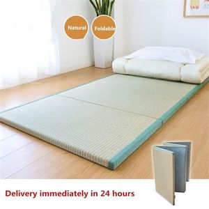 Tapis de matelas Tatami traditionnel japonais pliant, grand tapis rectangulaire en paille de sol pliable pour le Yoga et le couchage, LJ245q