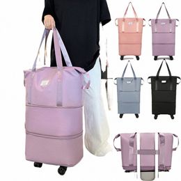 sacs lage pliants pack de majuscules roulants extensible avec roue de grande capacité caillot oxford sèche séparati du week-end extérieur 442L # #