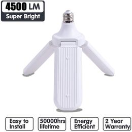 Lámpara de hoja plegable 45W E27 Bombilla LED SMD2835 228leds Super brillante Ángulo de hoja de ventilador plegable Lámpara de techo ajustable Luces de ahorro de energía para el hogar