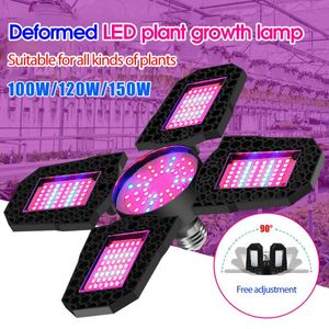 Vouwen LED Grow Light E27 AC85-265V 100W 120W 150W verstelbare verlichting hoek Volledige spectrumplanten bloemen zaailing lamp