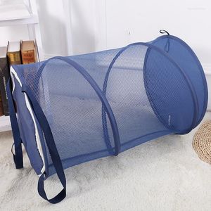 Panier à linge pliant en maille avec couvercle à fermeture éclair, permettant de gagner de l'espace, grands sacs internes pratiques