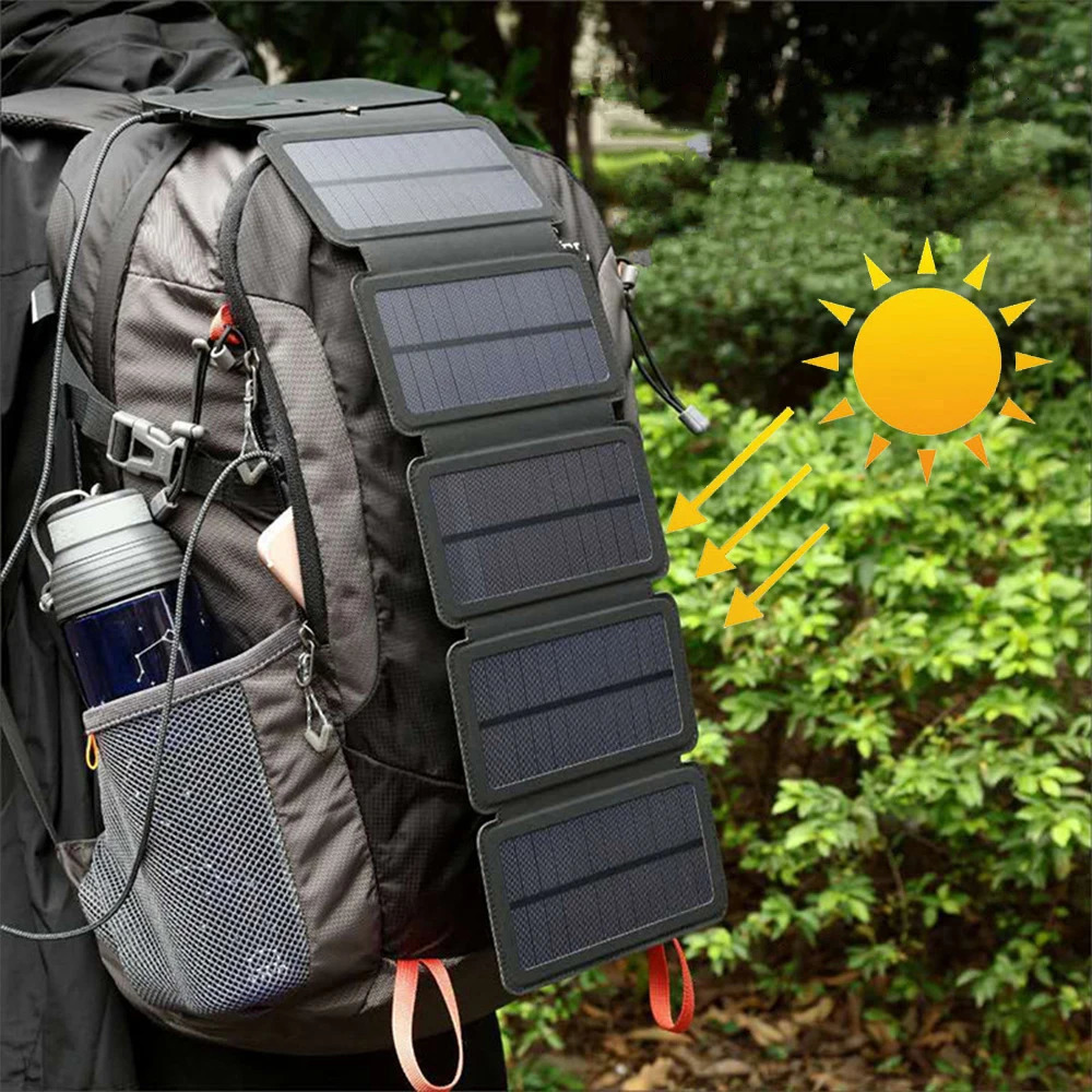 Folding Outdoor Solar Panel Charger Portable 5V 21A USB Output Devices Camp Hiking Backpack Travel Power Supply For Smartphones 240112