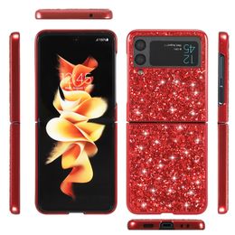 Placage Pliant Sparkle Vogue Coque de Téléphone pour Samsung Galaxy Z Fold3 Fold4 Flip3 Flip4 5G Robuste Mince Protection Complète Souple Bumper Chatoyant Coque en Cuir Antichoc