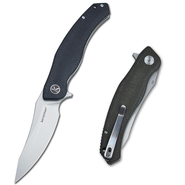 Couteau de poche pliant avec Clip, lame D2 délavée de 3.30 pouces, manche en Micarta, couteau EDC, couteau de Camping, de survie et de randonnée