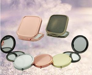 Folding Pocket Mirror Square For Men Mini Cosmetic Mirror 70mm 2X Round Compact Mirrors For Lady