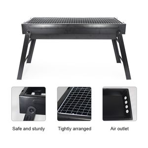 Vouwen draagbare barbecue houtskool grill barbecuebureau roestvrij staal klein houtskool grill mini bbq tool kits voor outdoor kookcamping picknicks strand nieuw