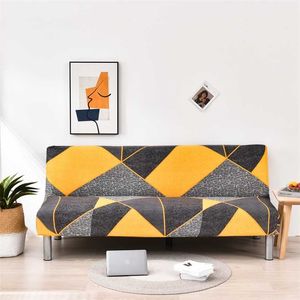 Cubierta de sofá cama plegable para sala de estar Fundas de sofá sin brazos Material elástico de spandex Fundas suaves 211102