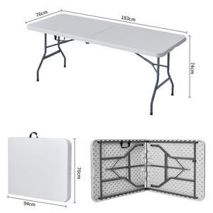 Klaptafel 5FT 6FT Kunststof Buiten Bruiloft Eetkamer Opvouwbare Ronde Lange Tafels