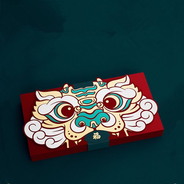 Enveloppe rouge pliable tigre nouvel an, joli cadeau de fête de Festival, de mariage, Long et grand paquet d'argent chinois