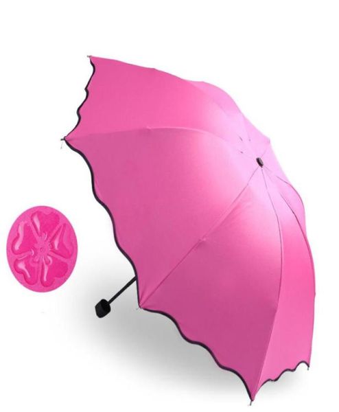 Parapluies pliants pour femmes à l'épreuve solaire du vent du vent de fleur magique dôme ultraviolet à l'épreuve de parasol de la pluie de soleil