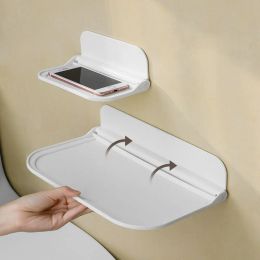 Estante de pared plegable sin agujeros de plástico montados en la pared estante flotante de plástico para el baño para el baño del baño del baño organizador del desorden del desorden