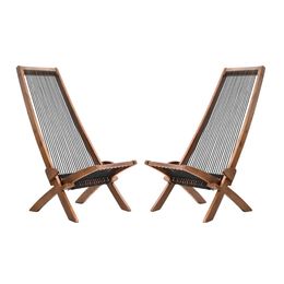 Opvouwbare houten buitenloungestoel Laag profiel acaciahout loungestoel voor de patio, veranda, balkon, gazon, tuin, houten accentmeubilair voor thuis