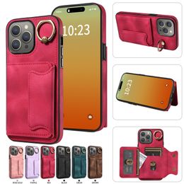 Folio lederen telefoonhoes voor iPhone 15 14 13 12 Pro Max Samsung Galaxy S23 Ultra S22 A33 A53 A73 A13 5G S23FE A52 Retro Meerdere kaartsleuven Portemonnee Kickstand Achterkant