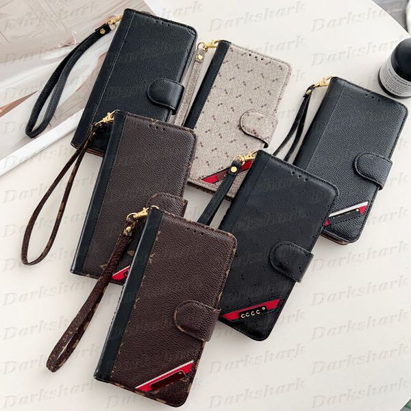 Folio Portefeuille Pochette Étui de Téléphone pour iPhone 15 14 Plus 13 12 Pro Max Cuir Protection Complète Aimant Porte Carte Poche Porte-Couvercle avec Dragonne