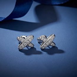 Follow Cloud – boucles d'oreilles en diamant véritable 03ct pour femmes, croix de mariage scintillante, oreille simulée en argent 925, 240112