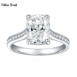 Follow Cloud 7x9mm rectángulo 3 moissanite anillo 925 plata esterlina moissanite diamante boda banda para mujer boda fiesta