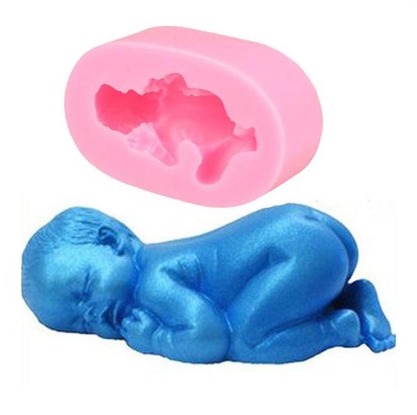 Fondant DIY Silicone Moule Trois 3D Dormir Rose Bébé Chocolat Décoration Gâteau Outils Sucette Mouldsa233741985