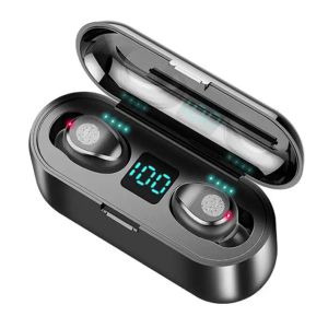 Fones de Ouvido F9 TWS Mini -oortelefoon Bluetooth 5.0 Draadloze oordopjes Sporttelefoon met 2000 mAh LADHOODSET LED -hoofdtelefoon