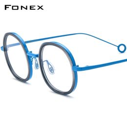 FONEX ACETATE MARCH Men Grace Retro Square Square óptico Eyeglasses Mujeres Miopía Eyewear óptica B-08P 240415