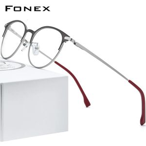 FONEX Legering Brilmontuur Mannen Ultralight Vrouwen Vintage Ronde Recept Brillen Retro Optische Schroefloze Brillen 988 240314