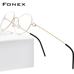 FONEX monture de lunettes sans vis femmes rondes myopie optique danemark coréen lunettes de Prescription lunettes pour hommes 98607 240131