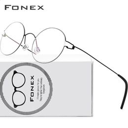 FONEX Schroefloze Brillen Recept Brillen Frame Vrouwen Ronde Bijziendheid Optische Denemarken Koreaanse Brilmontuur Mannen 98607 240126