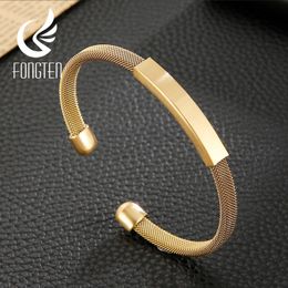 Fongten Classic Trendy Charm Opening Heren Bangle Rvs Designer Armbanden Sieraden Boyfriend Gift 2021 Q0717