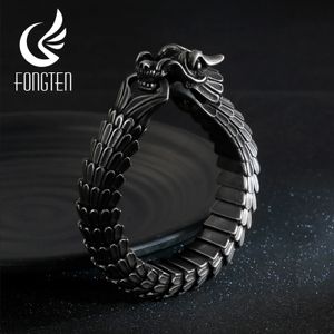 Fongten Dragon Link Chain Bracelet Men Biker Viking roestvrijstalen punkheren oude metaal vintage Bangles Jewelry cadeau 240402