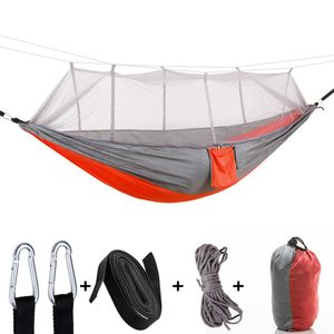 Fonoun Camping hamac avec moustiquaire tente Nylon pour 2 personnes respirant 260x140 cm Ultra léger FNT663 240306