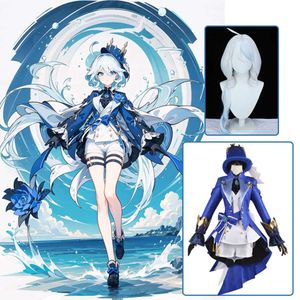 Fontaine Furina Focalors Cosplay Kostuum Genshin Impact Cosplay Furina Halloween Kostuum Pruik Jurk Hoed Uniform Focalorscosplay